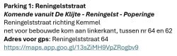 Parking 1 wegbeschrijving