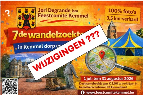 7de wandelzoektocht in Kemmel dorp en omgeving - Aanpassingen / Wijzigingen
